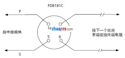 西门子FDT181C非编码点型感温火灾探测器底座端子接线图